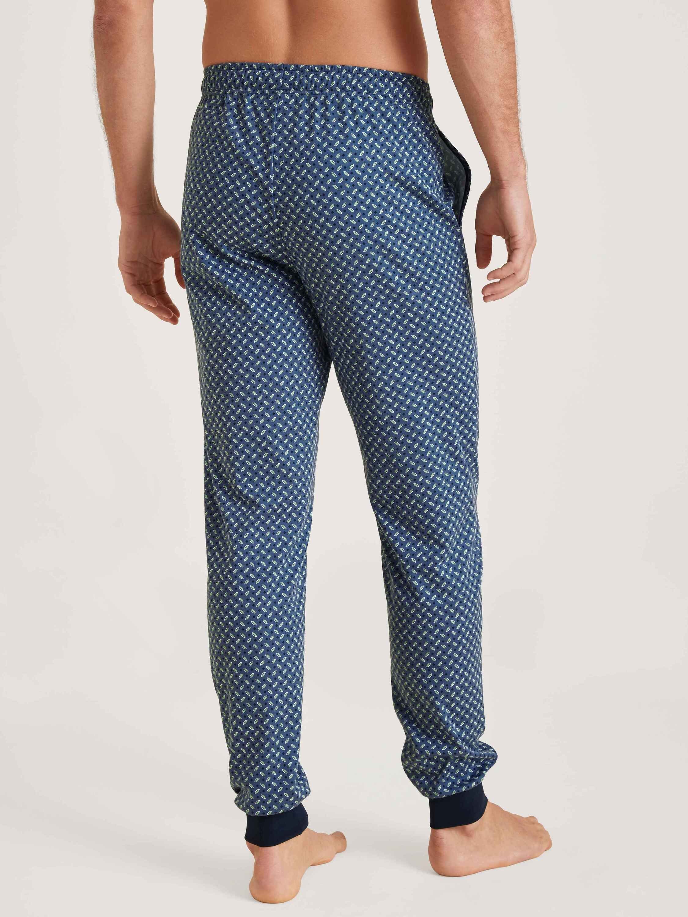 mit Seitentaschen (1-tlg) und vintage Pyjamahose indigo Bündchen CALIDA Pants