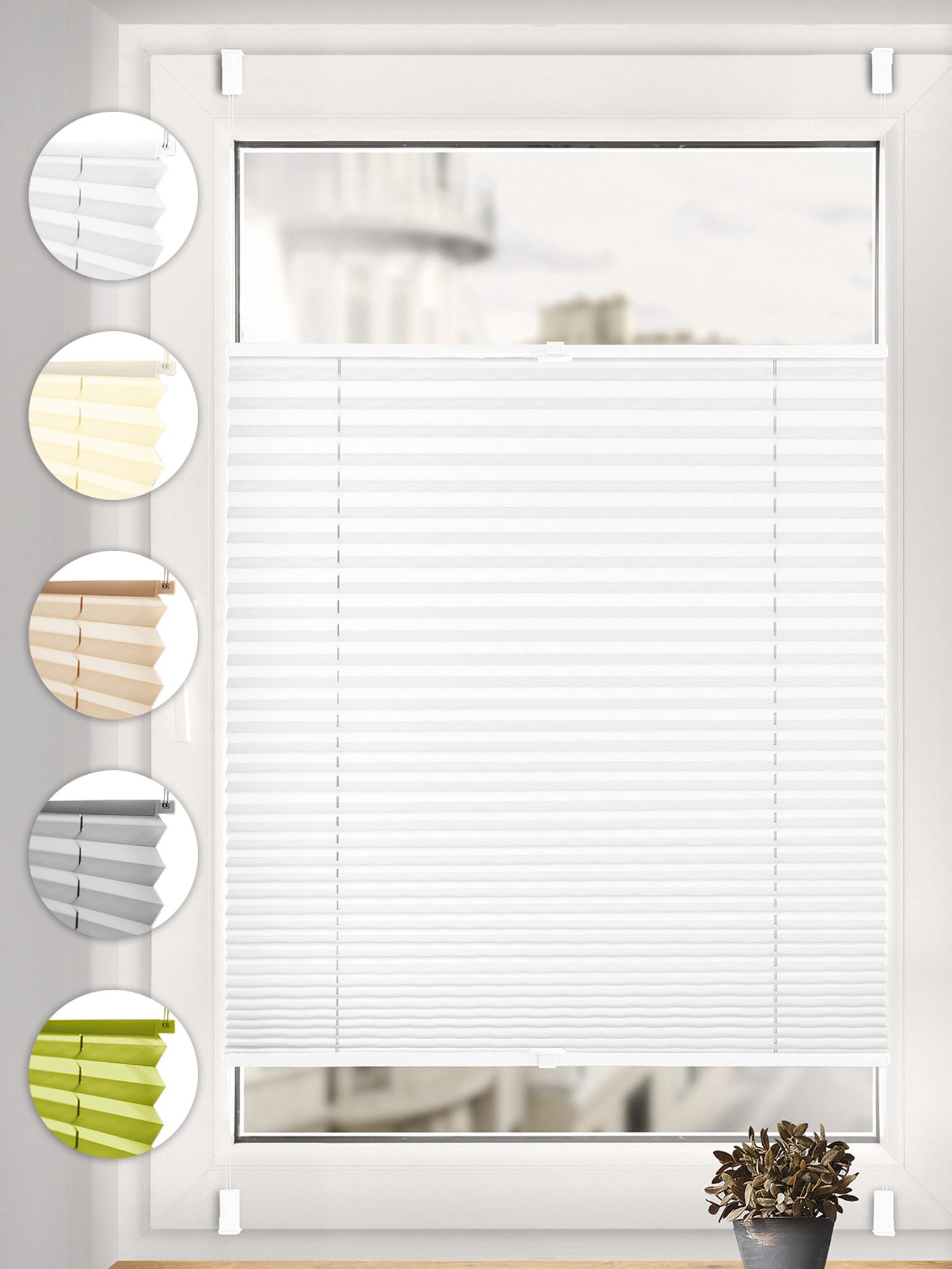 Sonello Plissee ohne Bohren Rollo Klemmfix für Fenster & Tür Lichtschutz, blickdicht, ohne Bohren, verspannt, Klemmfix, 30cm x 100cm Weiß Faltrollo, Easyfix, Sonnenschutzrollo, Jalousie