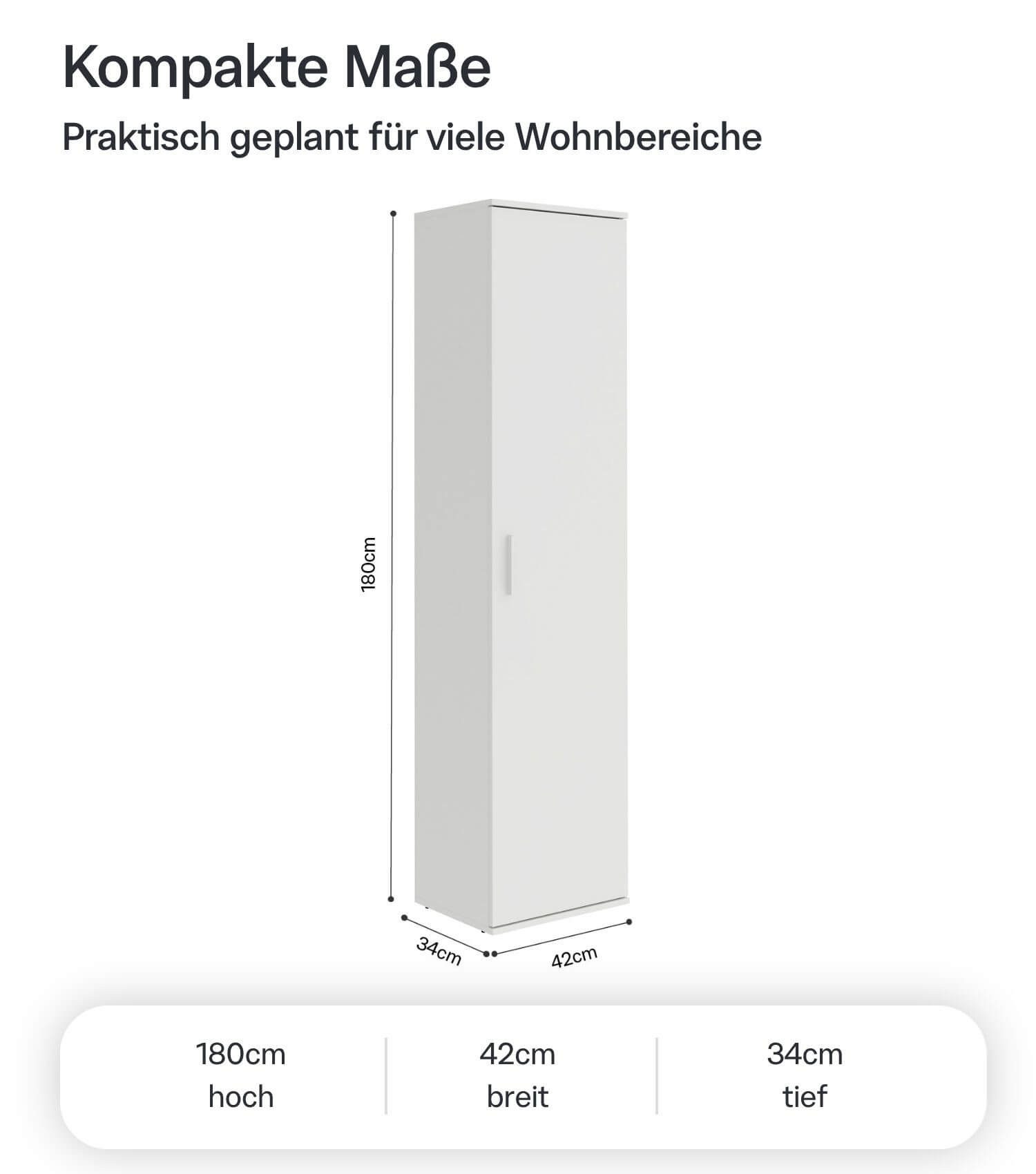 mokebo Mehrzweckschrank Der Kompakte Made in Germany, Vorratsschrank, Flurschrank, Aktenschrank in Weiß
