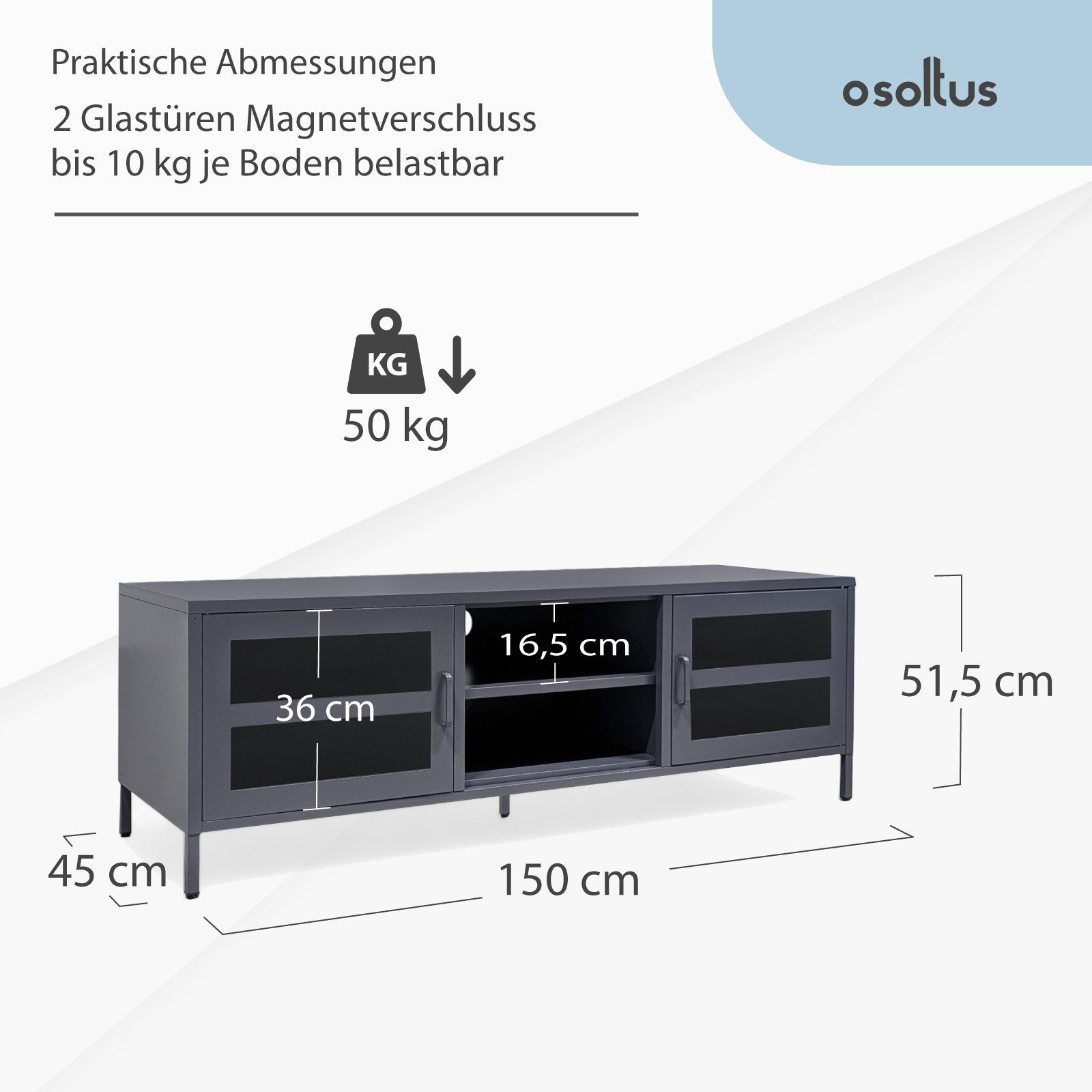osoltus Raumteiler Metall Sideboard TV Regal Lowboard Fernsehtisch Manchester