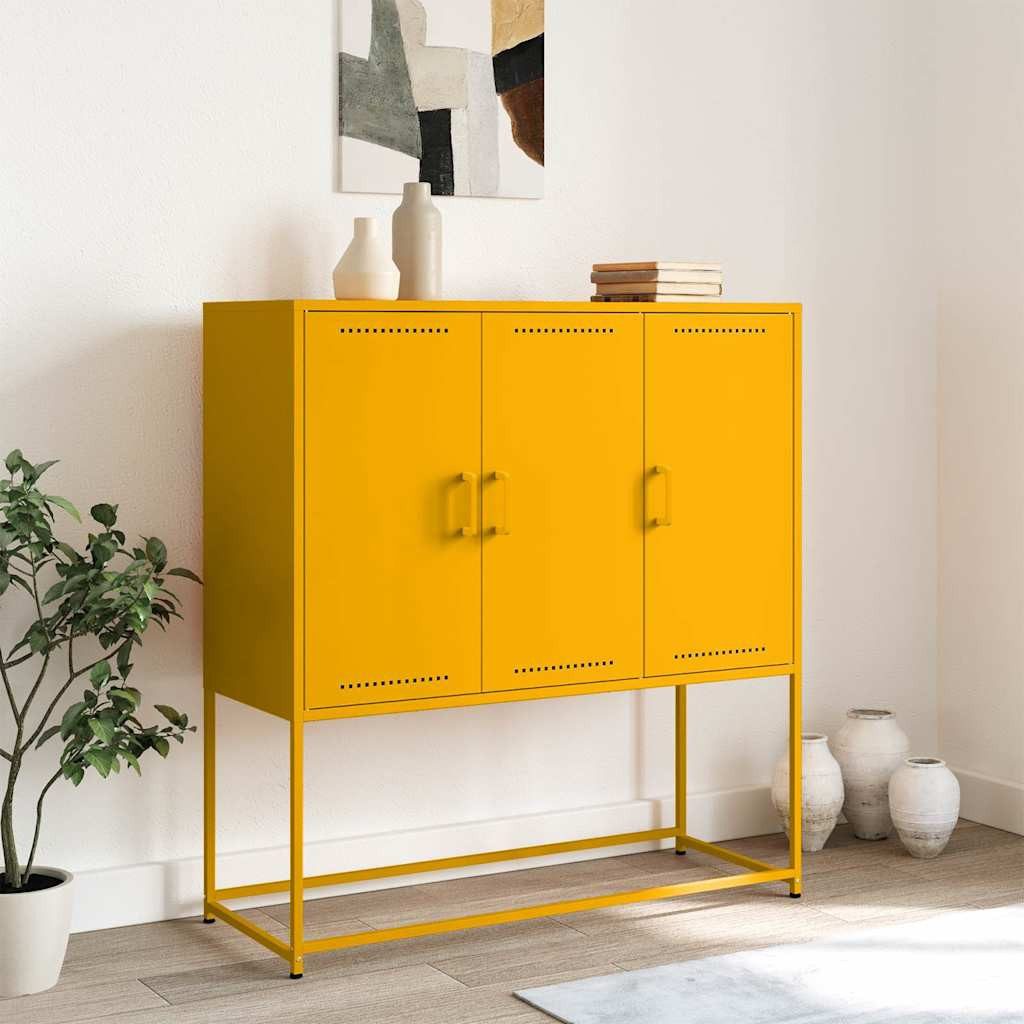 vidaXL Highboard Highboard Senfgelb 100,5x39x107 cm Stahl (1 St)