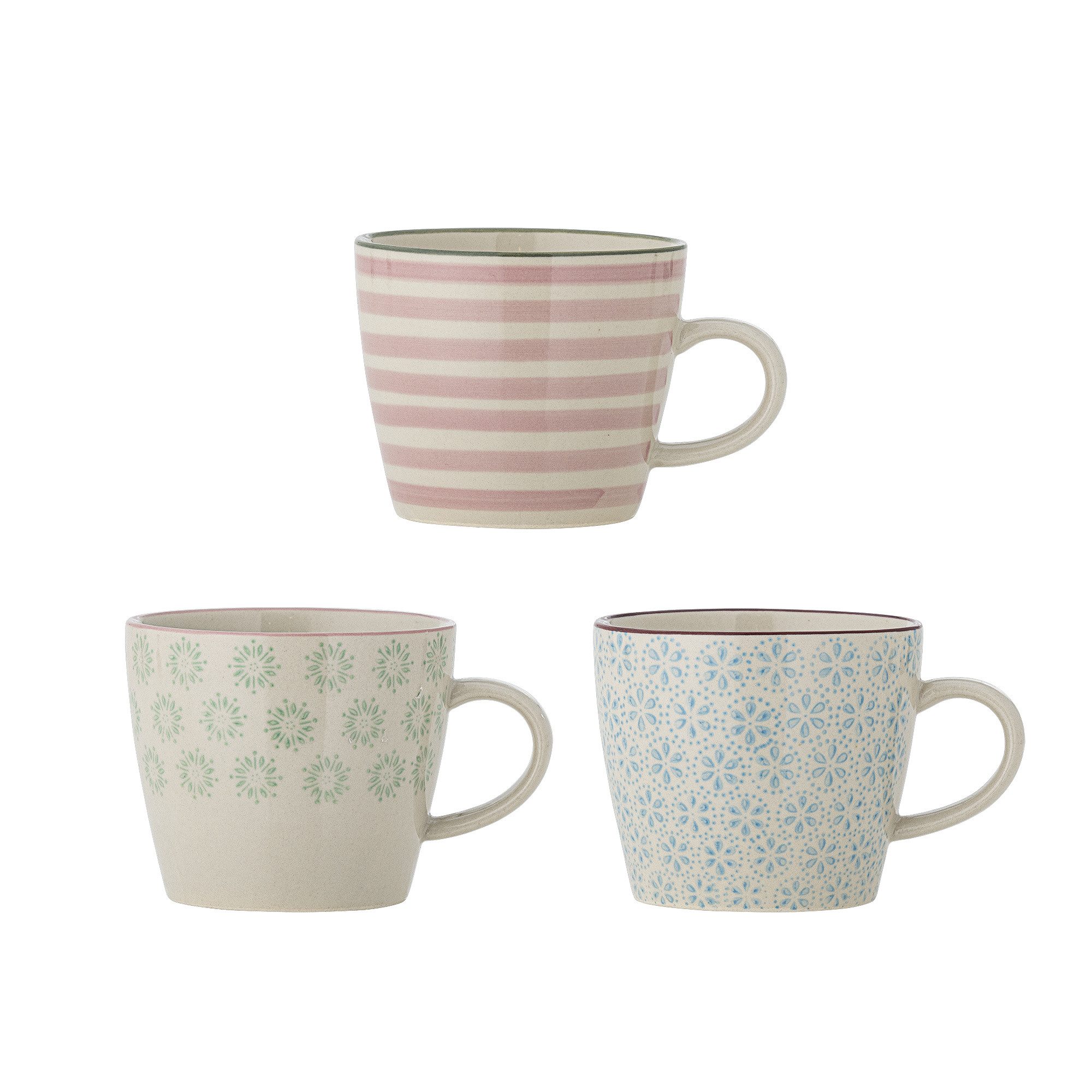 Bloomingville Tasse Bloomingville Patrizia Becher Blue Steingut 300 ml 3er Set, Steingut