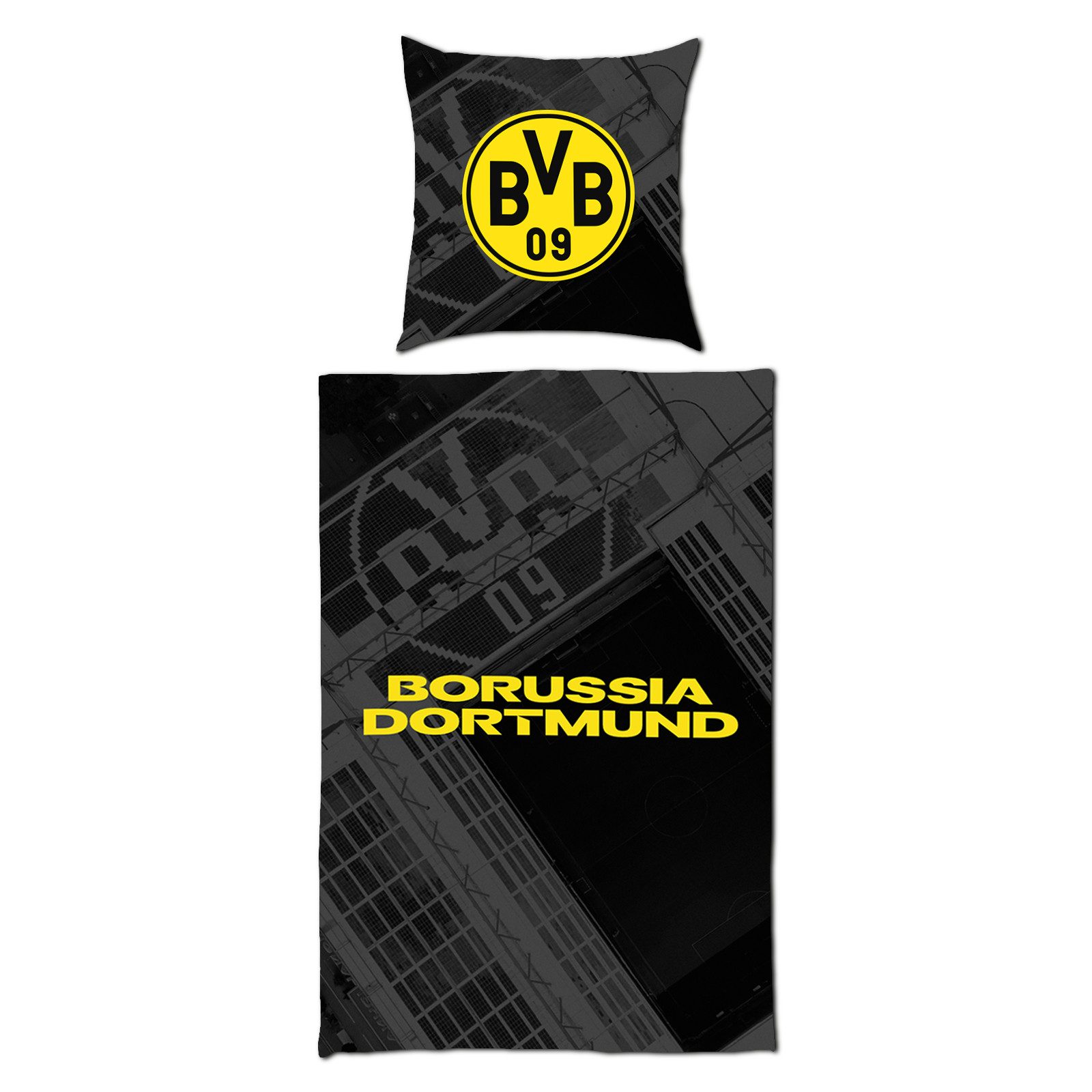 BVB Bettwäsche BVB Biberbettwäsche Stadion 135 x 200cm, 100 % Baumwolle, 2 teilig