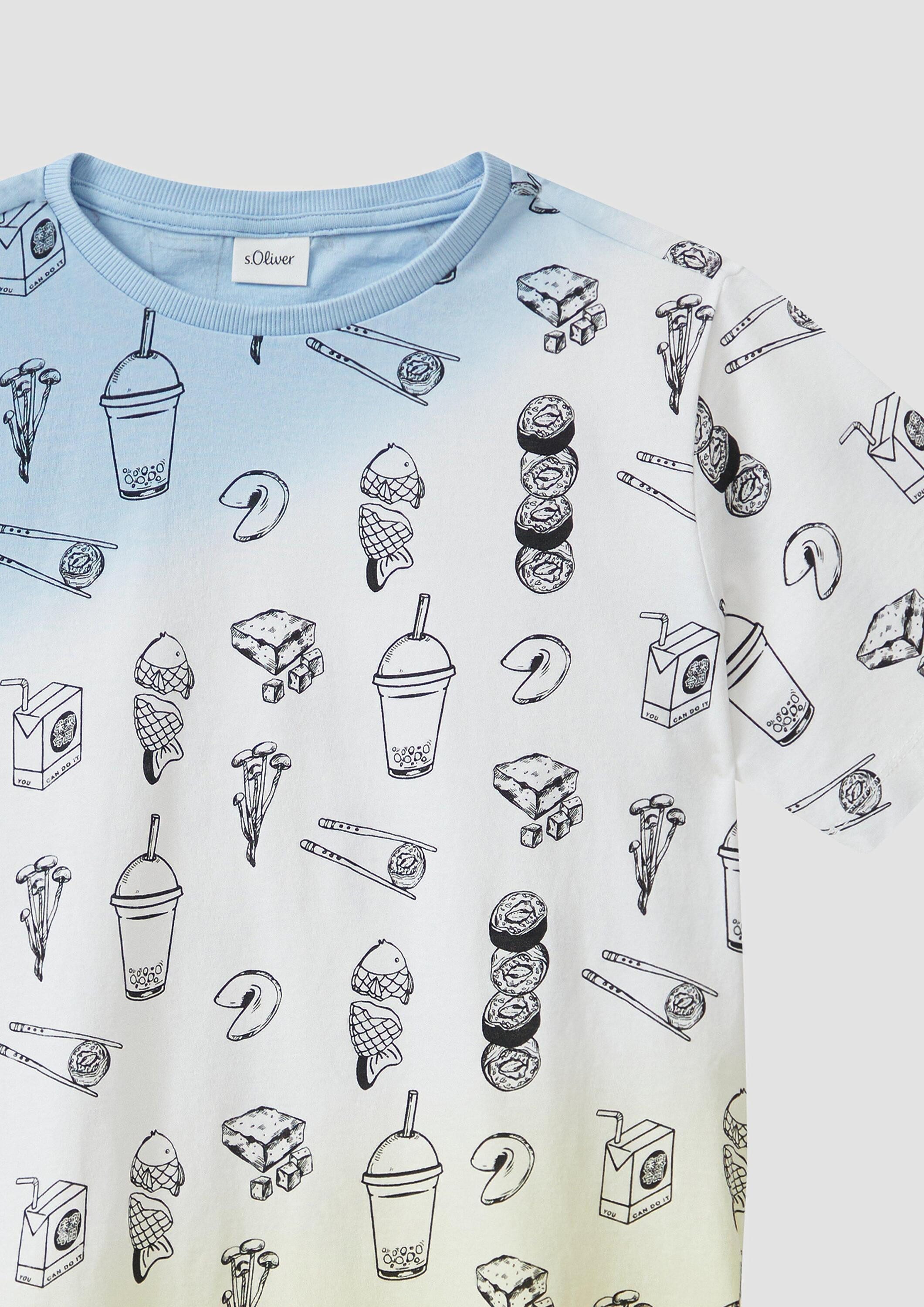 s.Oliver Kurzarmshirt T-Shirt T-Shirt mit All-over-Print