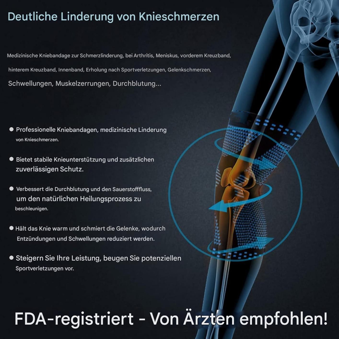 LA CUTE Kniebandage Kniebandage Kompression Sportbandage Gelenkstütze atmungsaktiv (Elastische Kompressions-Kniebandage, vielseitig einsetzbar im Sport, Kniestütze mit Gelenkstütze für Sport, Training & Alltag), Stützende Kniebandage mit Kompression, atmungsaktiv & rutschfest