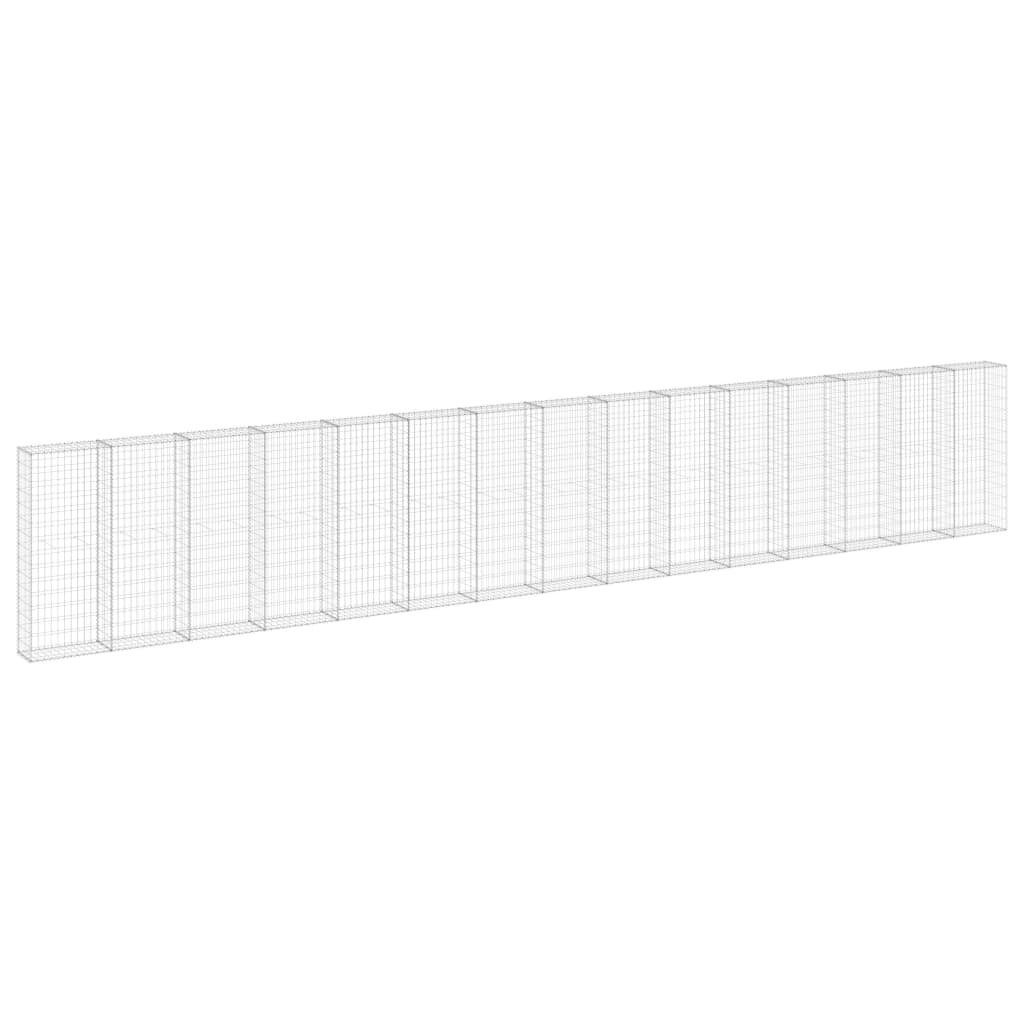 vidaXL Gartenzaun Gabionenwand mit Abdeckung Verzinkter Stahl 900x30x150 cm, (1-St)