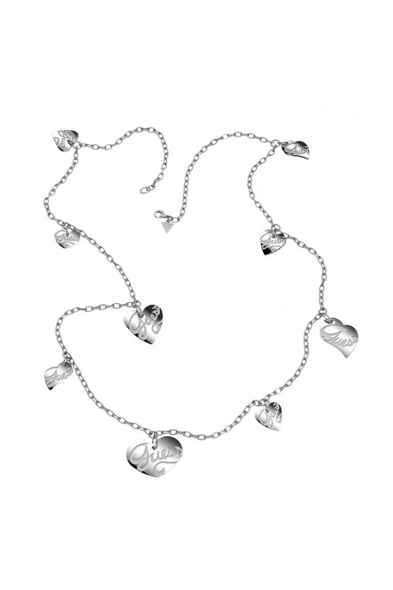 Guess Collier Damencollier Damenhalskette Kette Metall Silber 60cm USN80902, Metall, mit Herzanhänger, Zirkonia