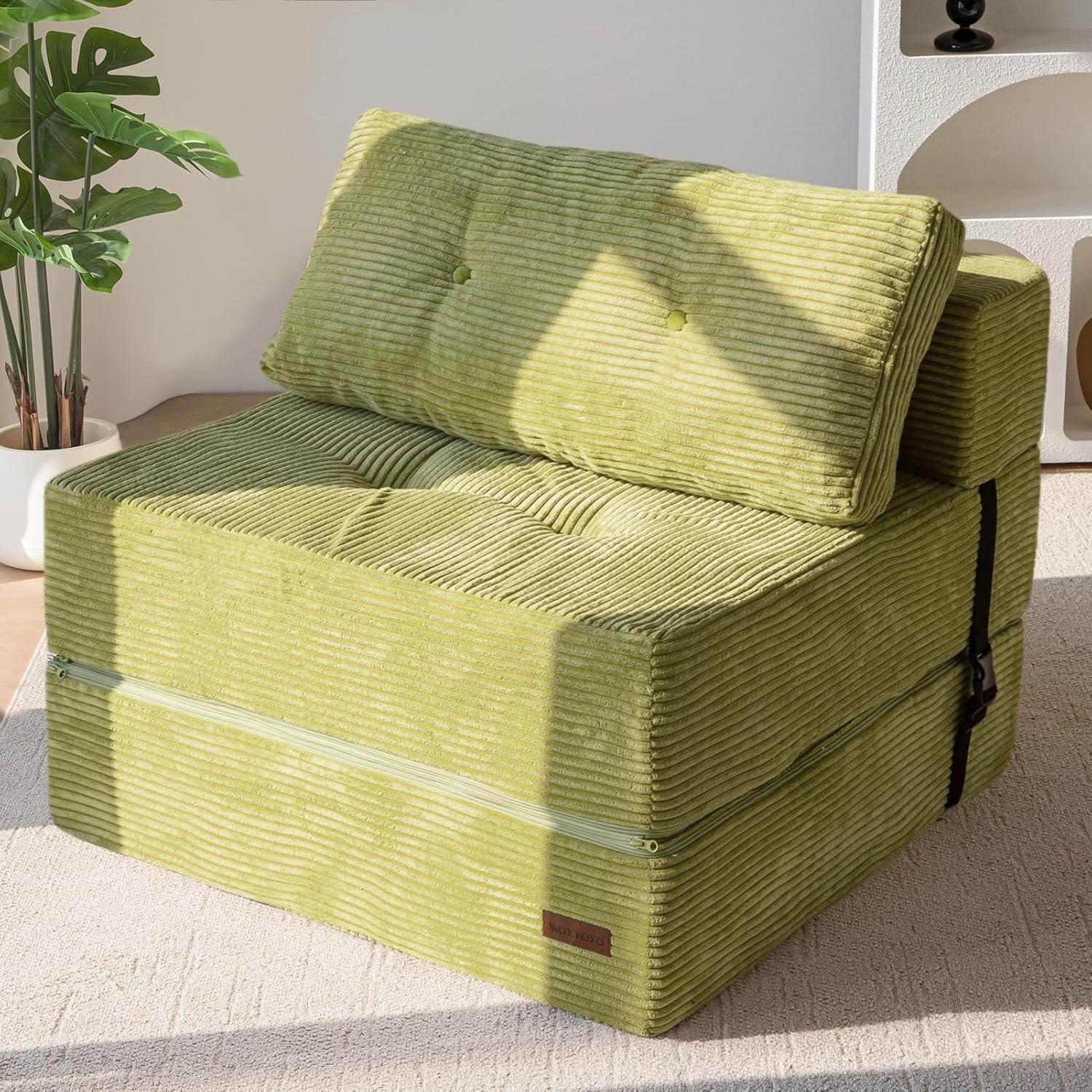 LuxusKollektion Schlafsofa Klappsofa Schlafsofa Bodensofa Klappstuhl Stützschaum Hellgrün