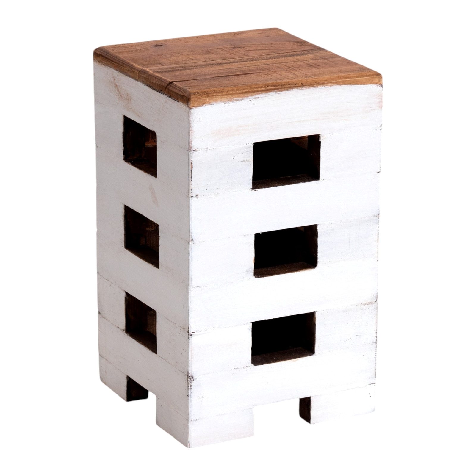DESIGN DELIGHTS Hocker SITZHOCKER "BRICK", 48x29cm (HxB), Altholz massiv, Holzhocker, Farb