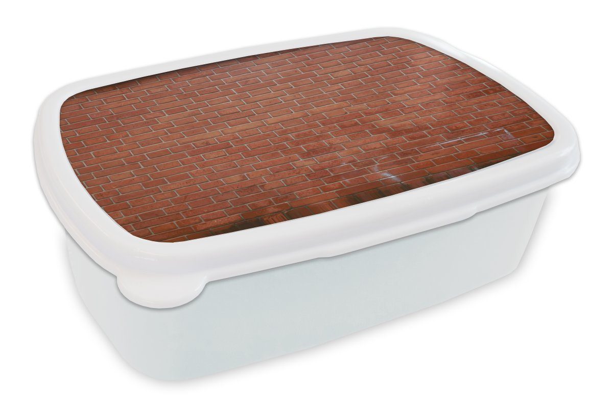 MuchoWow Lunchbox Ziegel - Mauer - Textur, Kunststoff, (2-tlg), Brotbox für Kinder und Erwachsene, Brotdose, für Jungs und Mädchen weiß