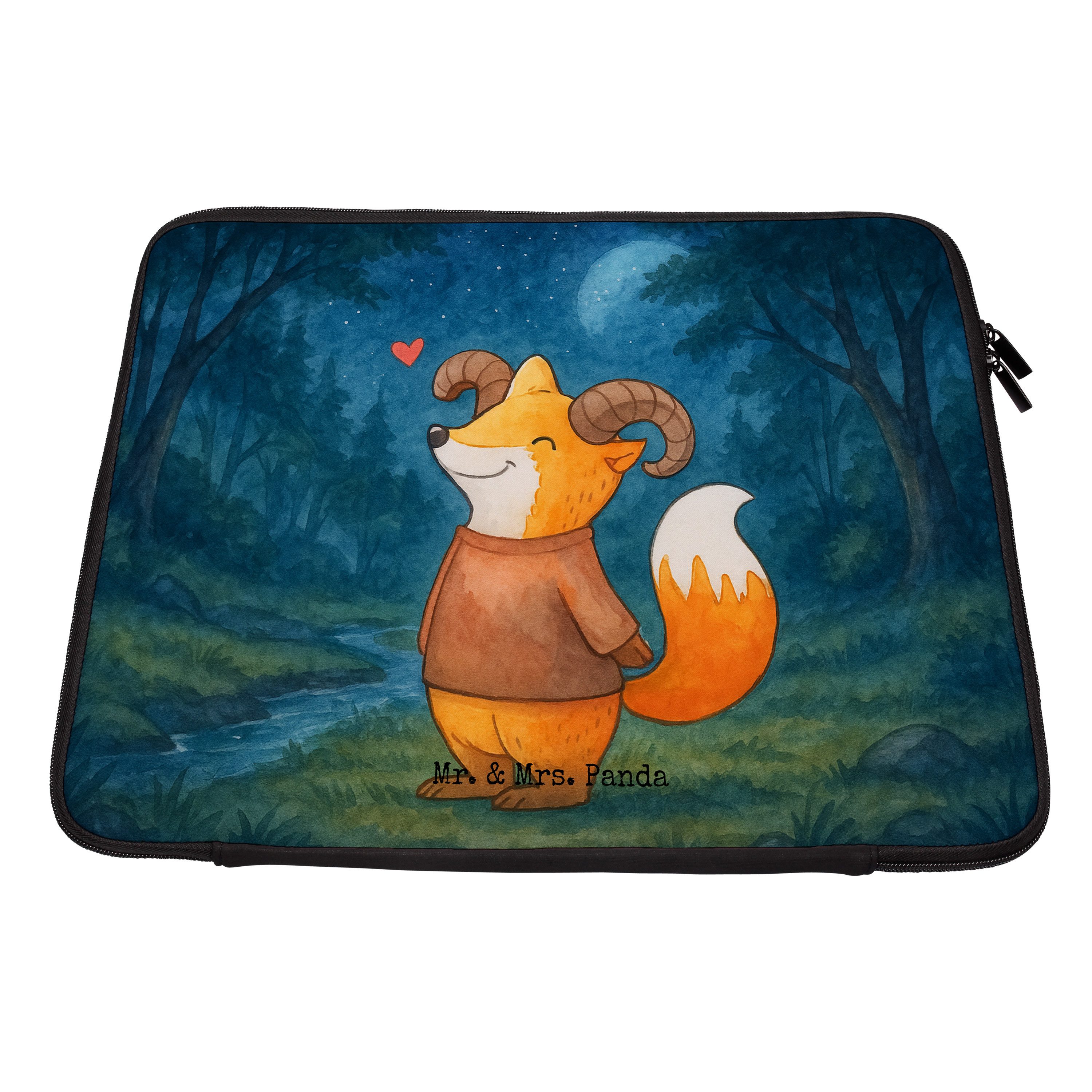 Mr. & Mrs. Panda Laptop-Hülle Widder Astologie Design, Notebook Tasche 17" 40 x 30 cm, Weiß, Laptop, Laptop Tasche Geburtstagsgeschenk Laptoptasche