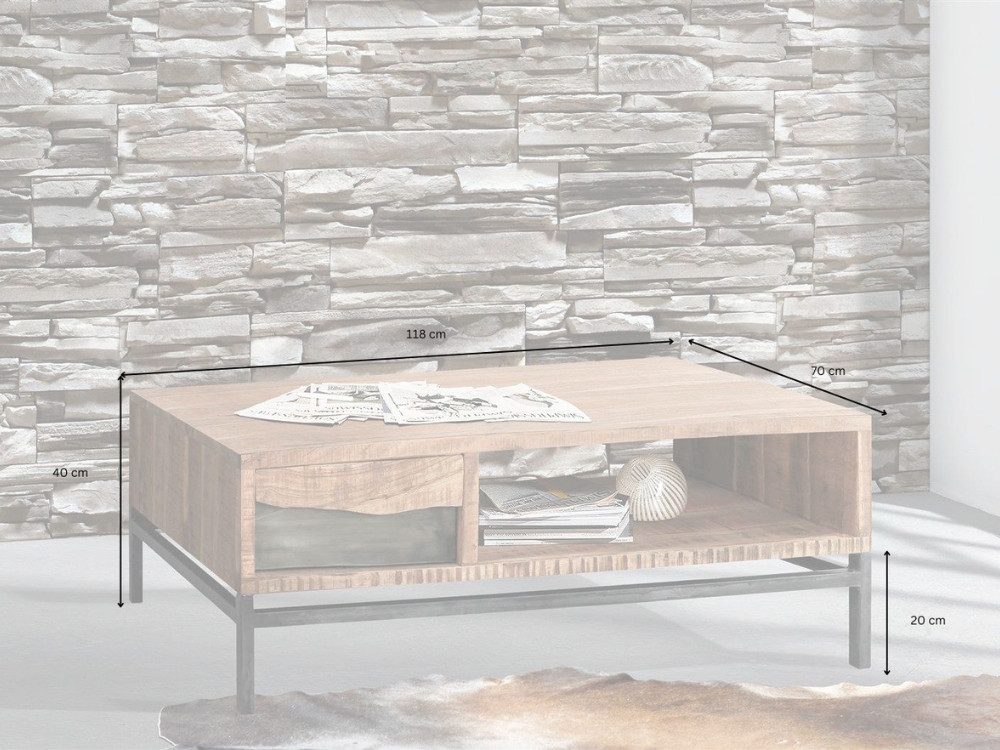 WOLF MÖBEL Wohnzimmertisch LIVE Couchtisch 118x70 beidseitig 1 Schublade (118x70x40), LIVE Couchtisch 118x70 beidseitig 1 Schublade