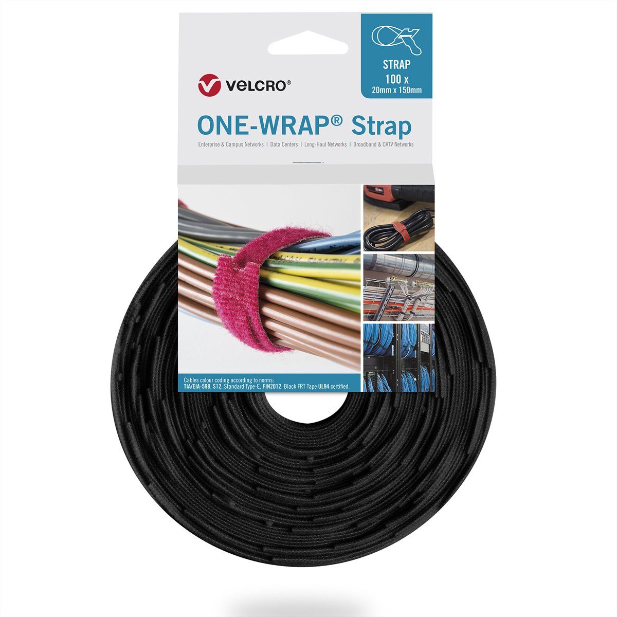 VELCRO Кабельні стяжки One Wrap® Strap 20mm x 200mm, 100 Stück