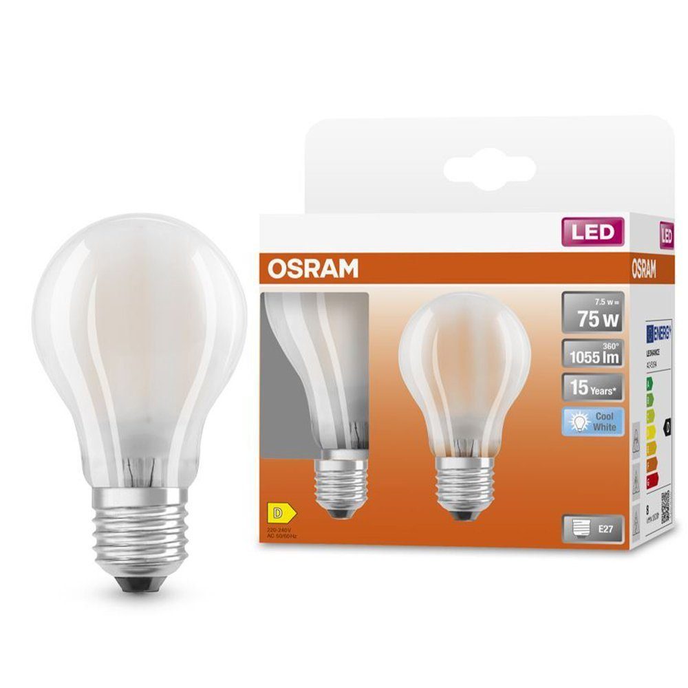Osram LED-Leuchtmittel OSRAM Filament LED Lampe 2er Pack, E27, Kaltweiss, Retrofit Leuchte