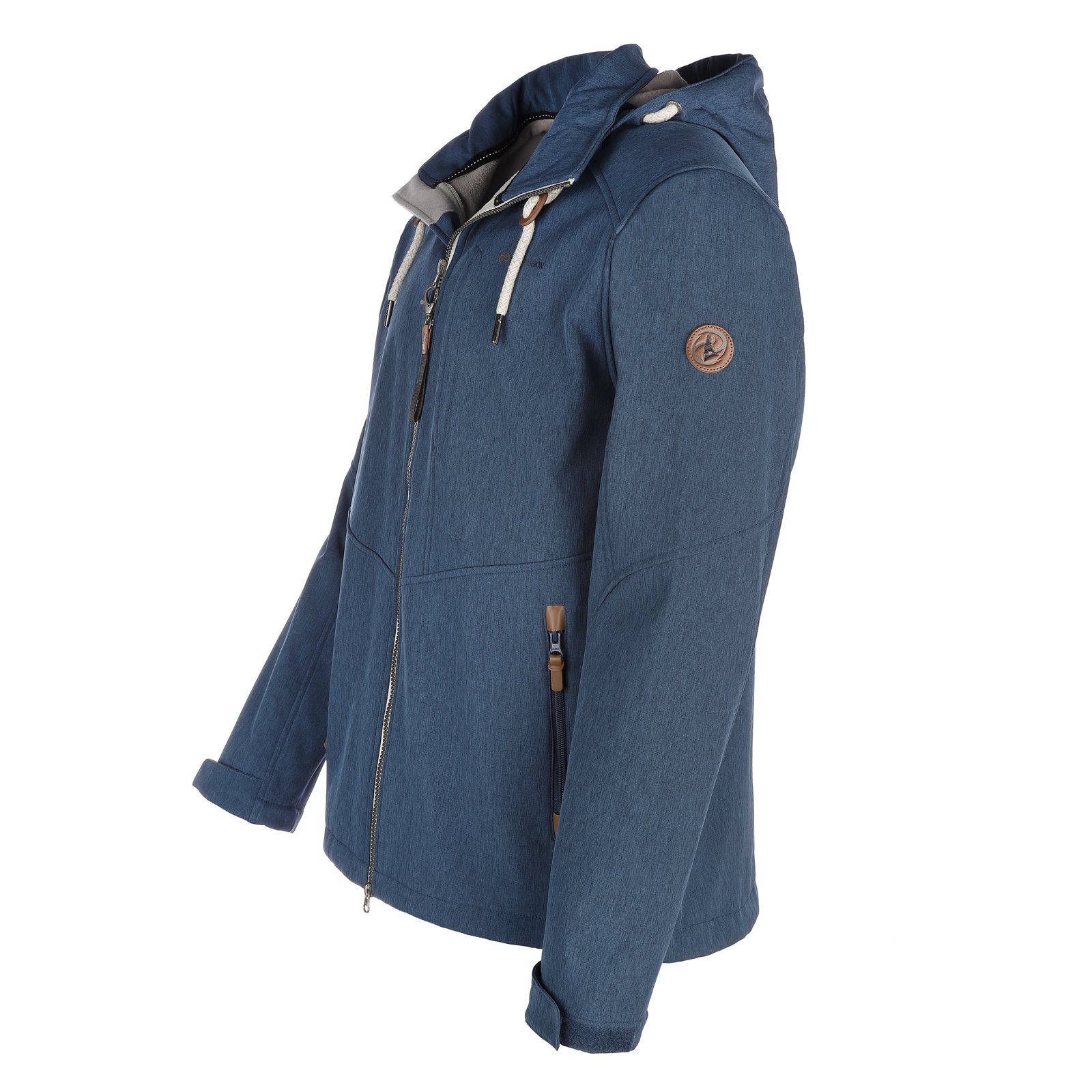 Softshelljacke Meliert Jacke Dry Fleece-Innenfutter melange navy mit Kapuze Herren und Fashion Eckernförde