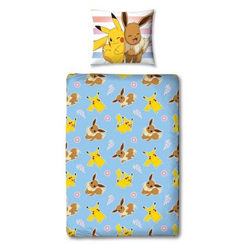 Kinderbettwäsche Pokemon "Group" 135x200 + 80x80 cm aus 100% Baumwolle, Familando, Renforcé, 2 teilig, mit Pikachu und vielen weiteren Pokemon