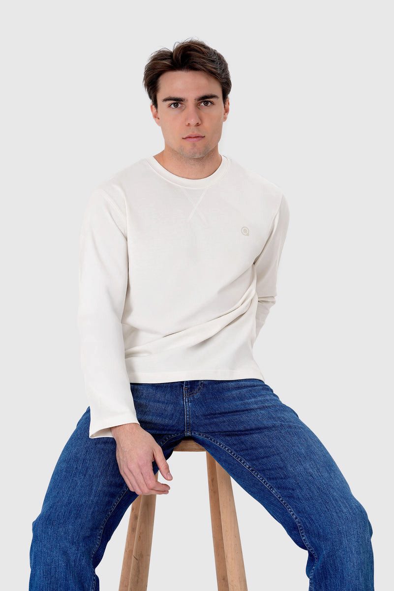 UNIQVIBE Poloshirt %100 Organik Pamuk Mor Uzun Kollu Erkek Tişört