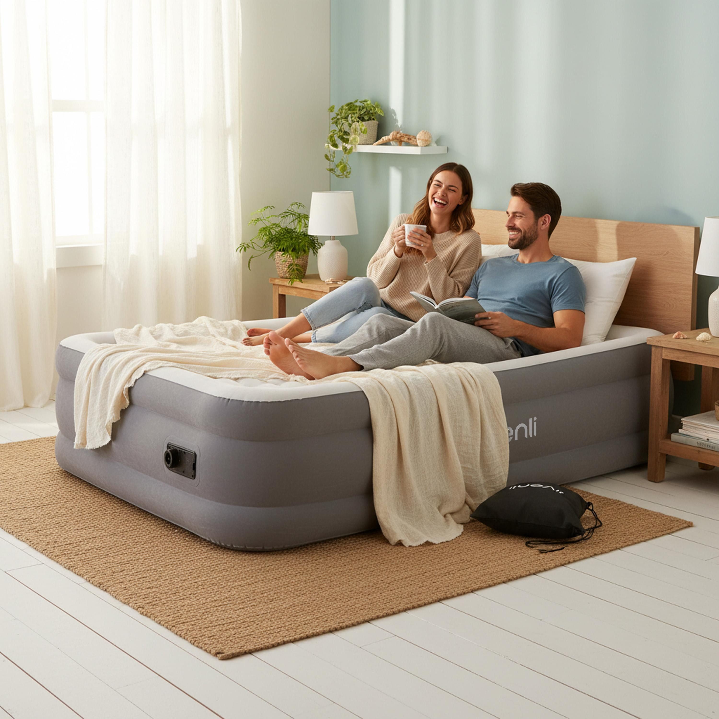 Avenli Luftmatratze Luftbett selbstaufblasend für 2 Personen Queen-Size 203x152x46cm, (Gästebett Matratze aufblasbar mit integrierter Elektropumpe, 2-St., Reise – Bild 5 von 5
