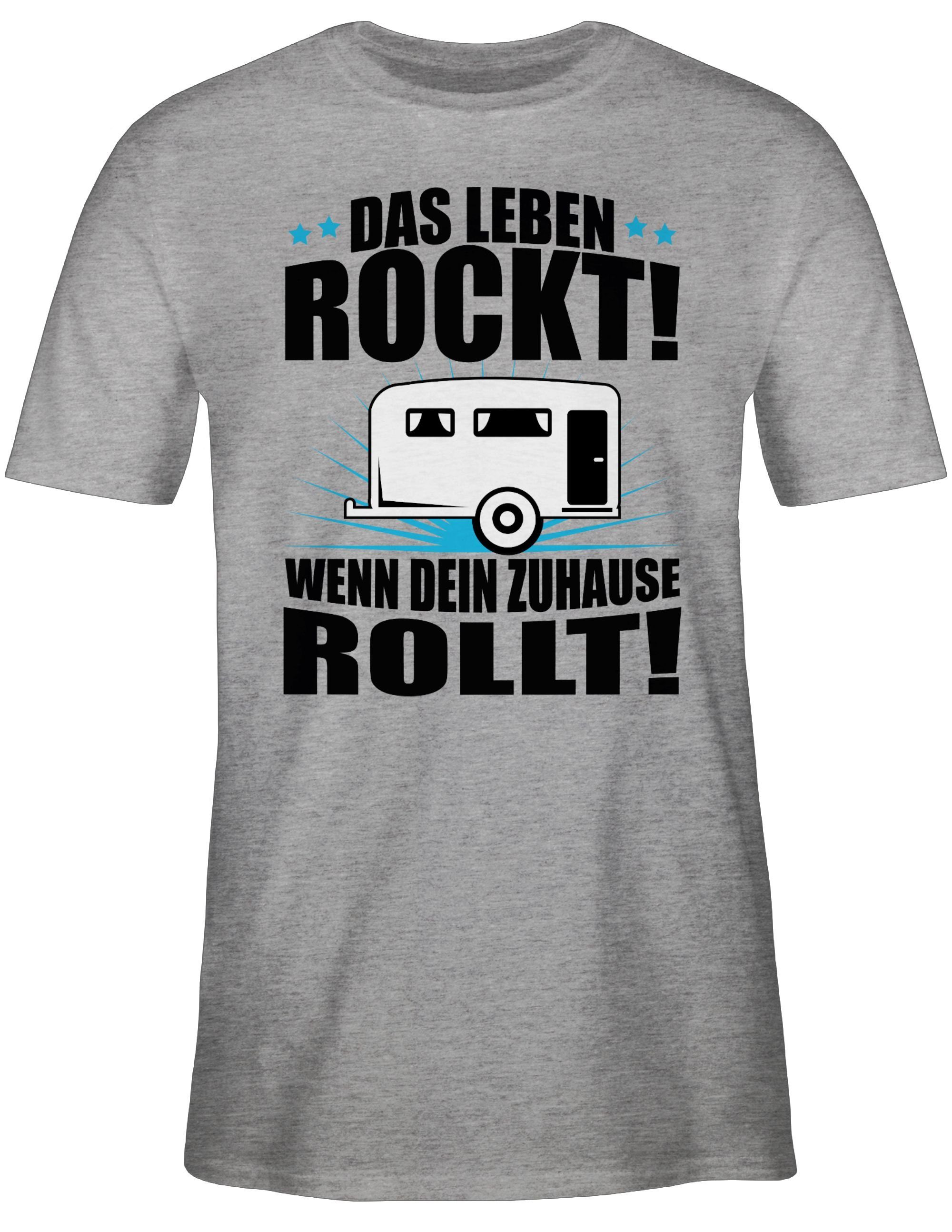 Shirtracer T-Shirt Das Leben rockt! Wohnwagen schwarz Hobby Outfit günstig online kaufen