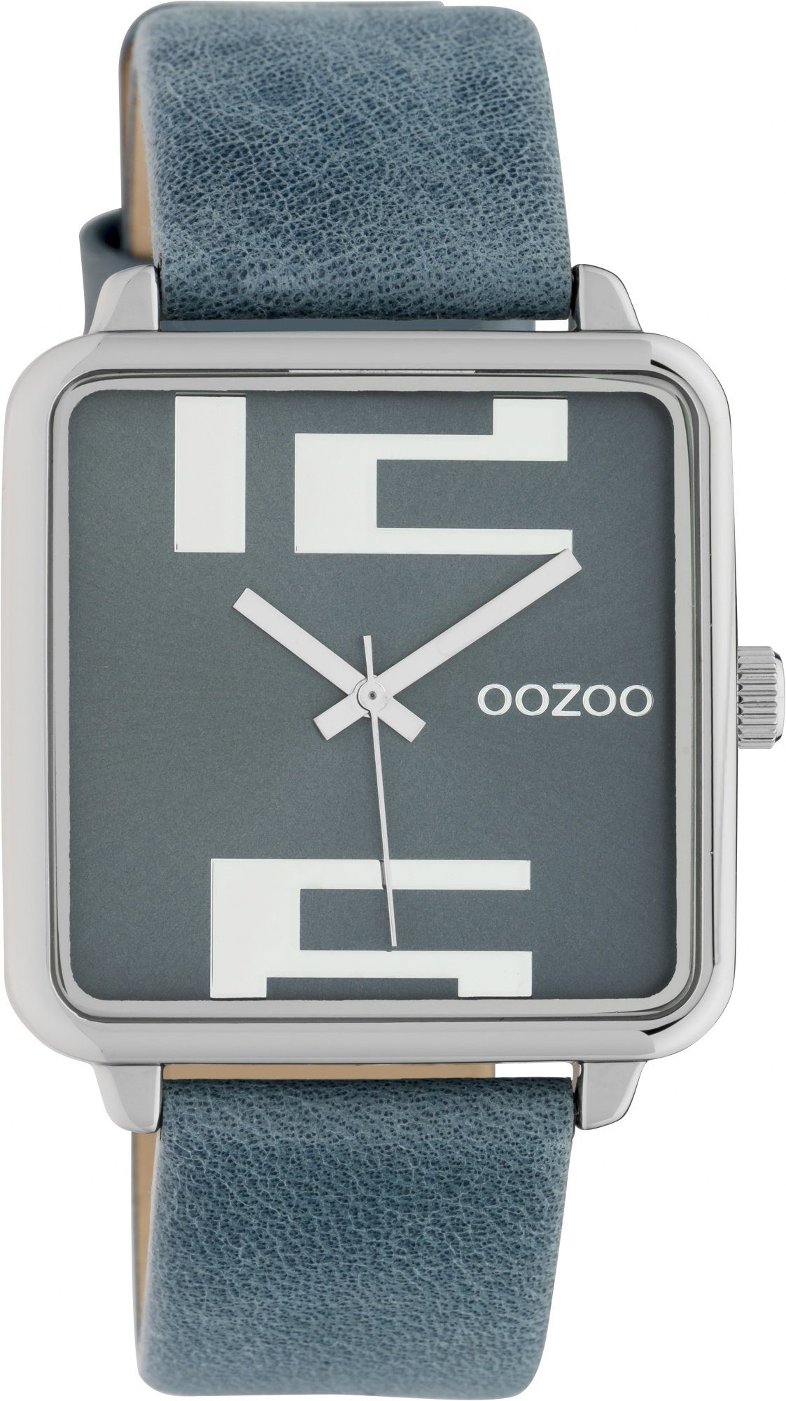OOZOO Quarzuhr Damen Armbanduhr C10361 Blau Lederband 35x35 mm