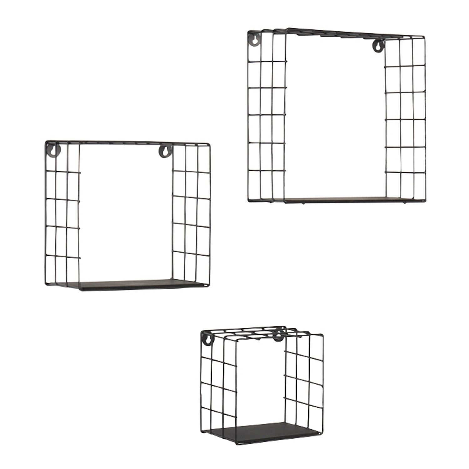 Marrakesch Orient & Mediterran Interior Wanddekoobjekt 3er Set Wandregal Sidney modern aus Metall und Holz in Schwarz 30 cm (3 St), Handarbeit