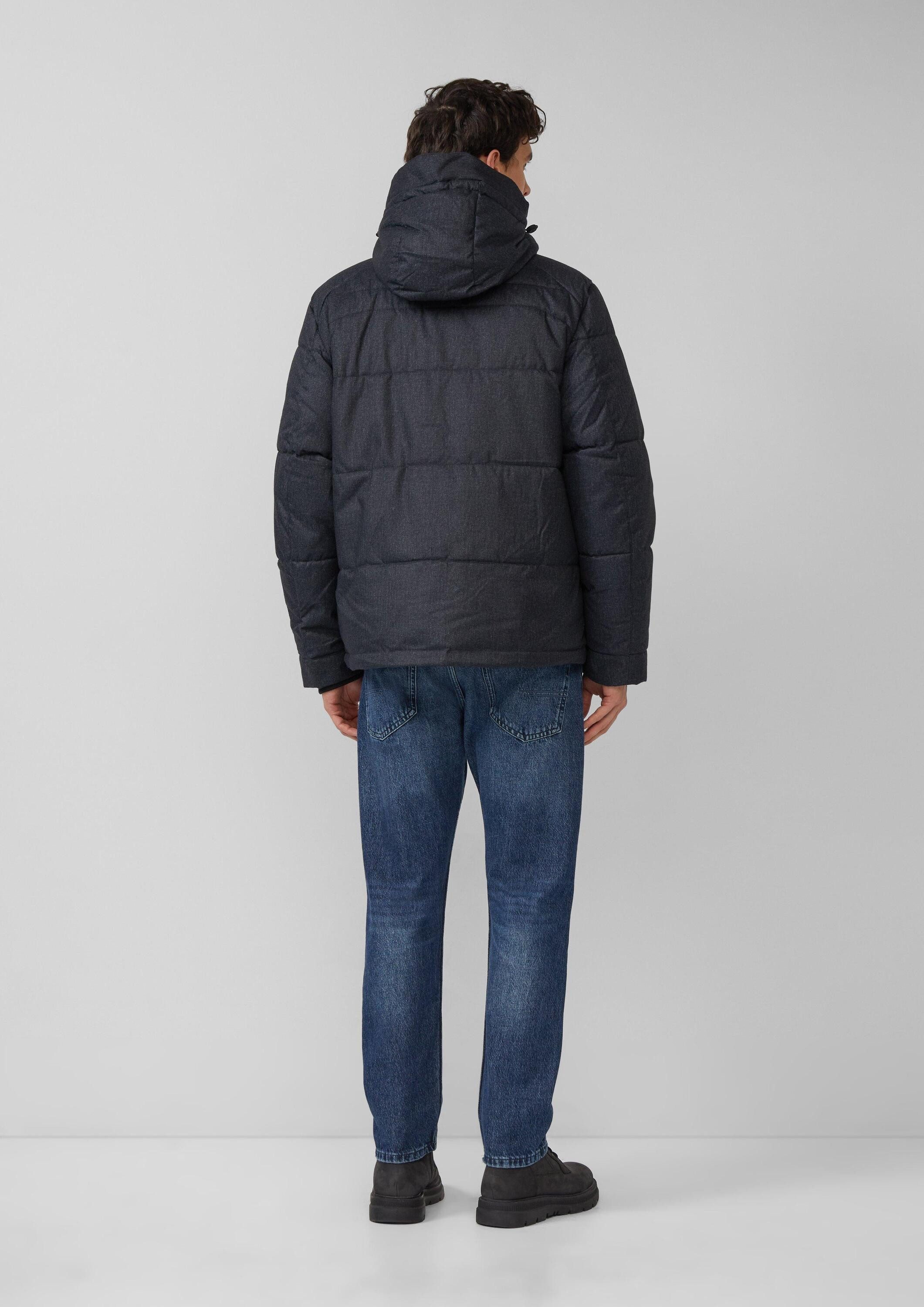 s.Oliver Winterjacke Outdoor-Jacke Melierte Pufferjacke mit abnehmbarem Kunstpelz-Innenkragen