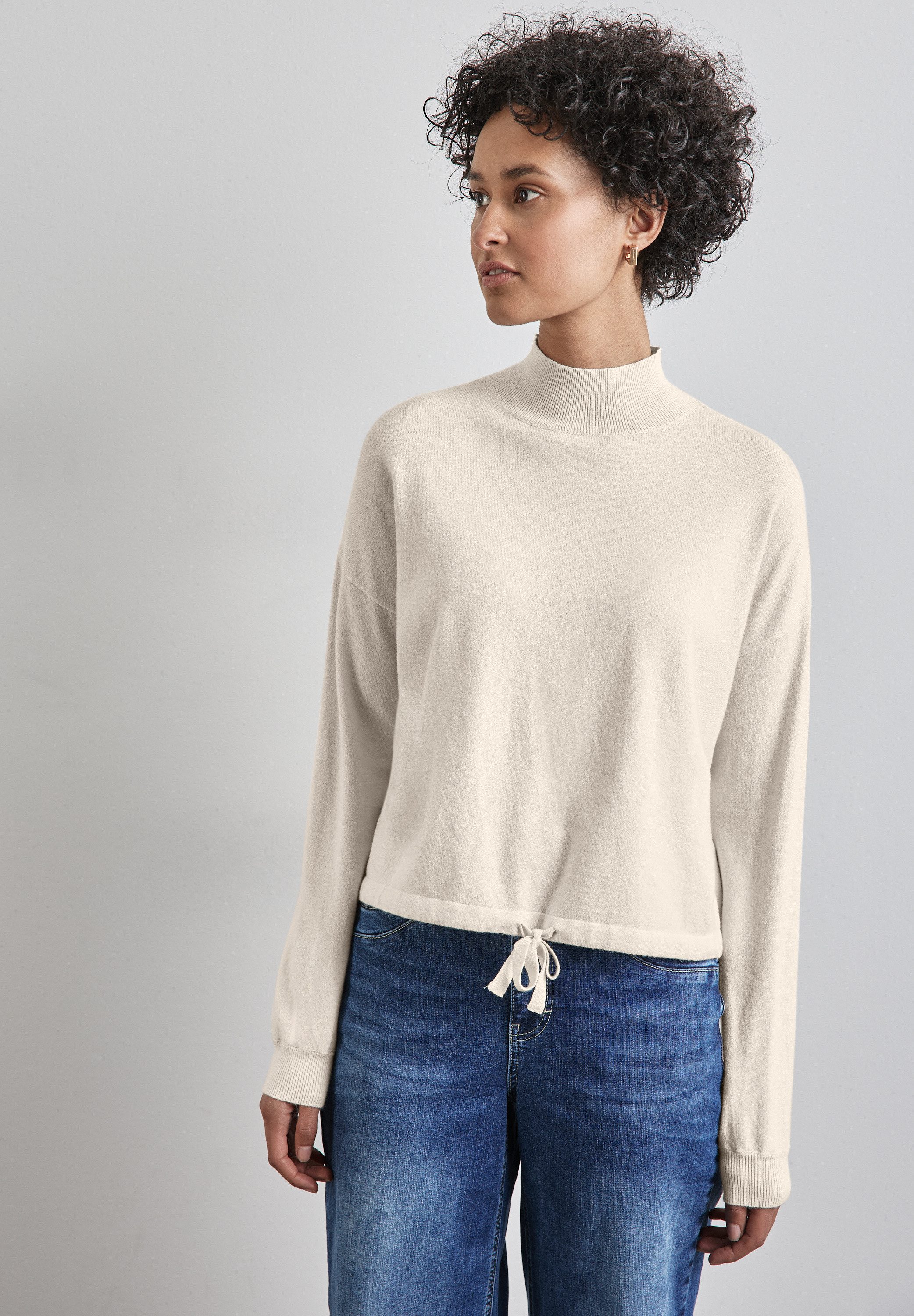 STREET ONE Stehkragenpullover im angenehmen Materialmix