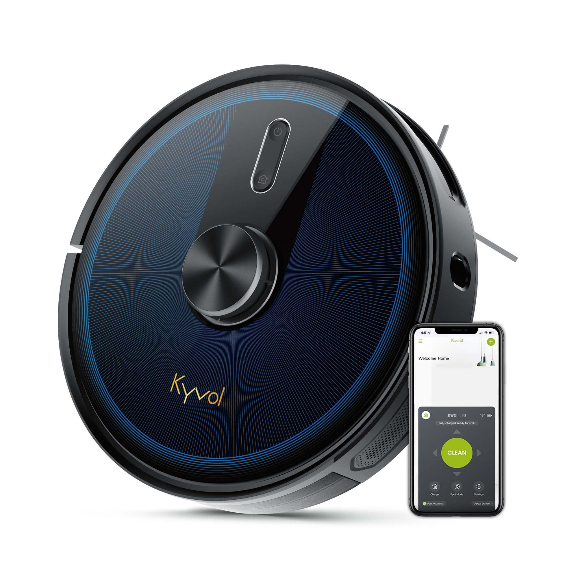 Kyvol Saugroboter Nass-Trocken-Saugroboter mit Wischfunktion 360° LDS Laser Navigation, Smart App/ Alexa/ Google Assistant, Intelligent Selbstaufladung