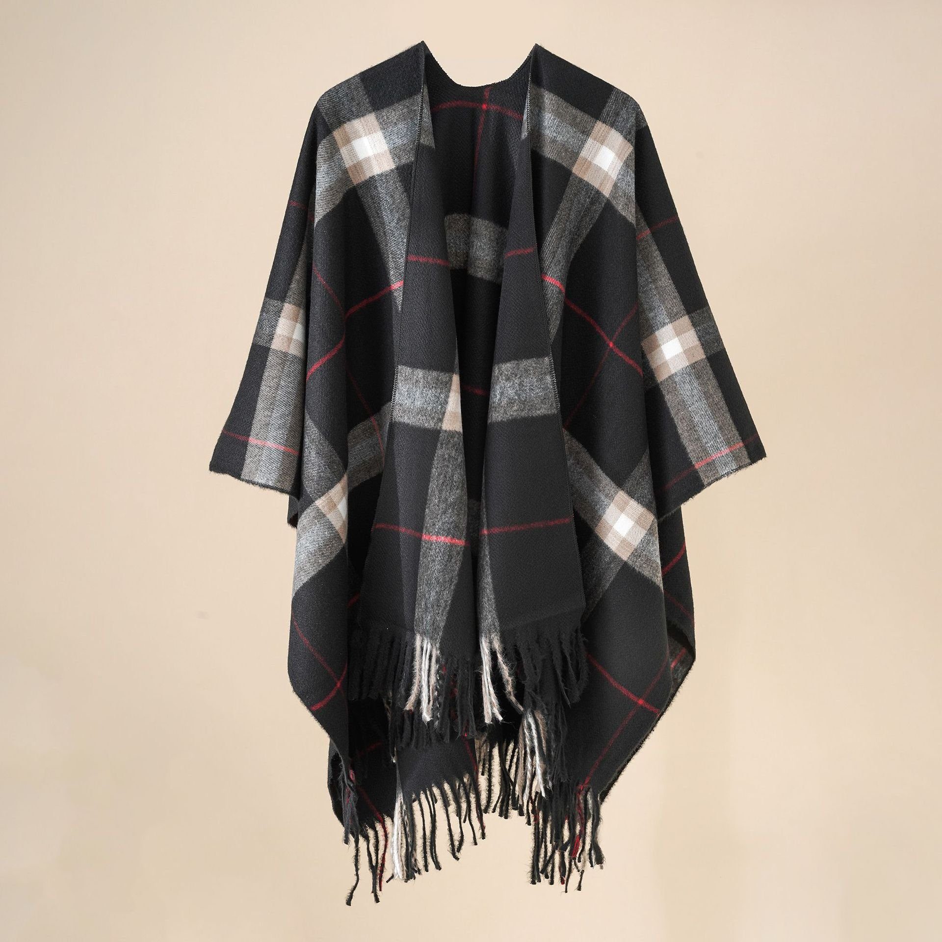 Winterschal XDeer Halstuch Geschenk kleinen Fransen, für in XXL-Schal Schal,Poncho kuscheliger Damen mit Schal,XXL black2 Frauen Damen