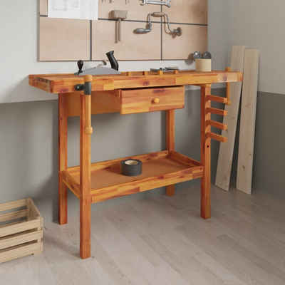 vidaXL Werkbank Werkbank mit Schubladen Schraubstöcken 124x52x83 cm Akazienholz, (1-tlg)