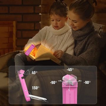 LANOR LED Klemmtischleuchte LED-Leselicht, Mini-Leselicht Buch, 3 Farben und 5 Helligkeitsstufen, USB-aufladbare Mini-LED-Buchleuchte für Bücherfreunde, Kinder