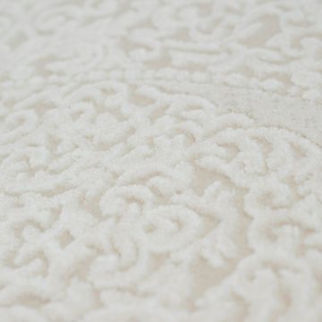 Teppich Wollteppich mit Verzierungen & Ornamenten abstrakt mit Fransen in weiss, Teppich-Traum, rechteckig, Höhe: 10 mm