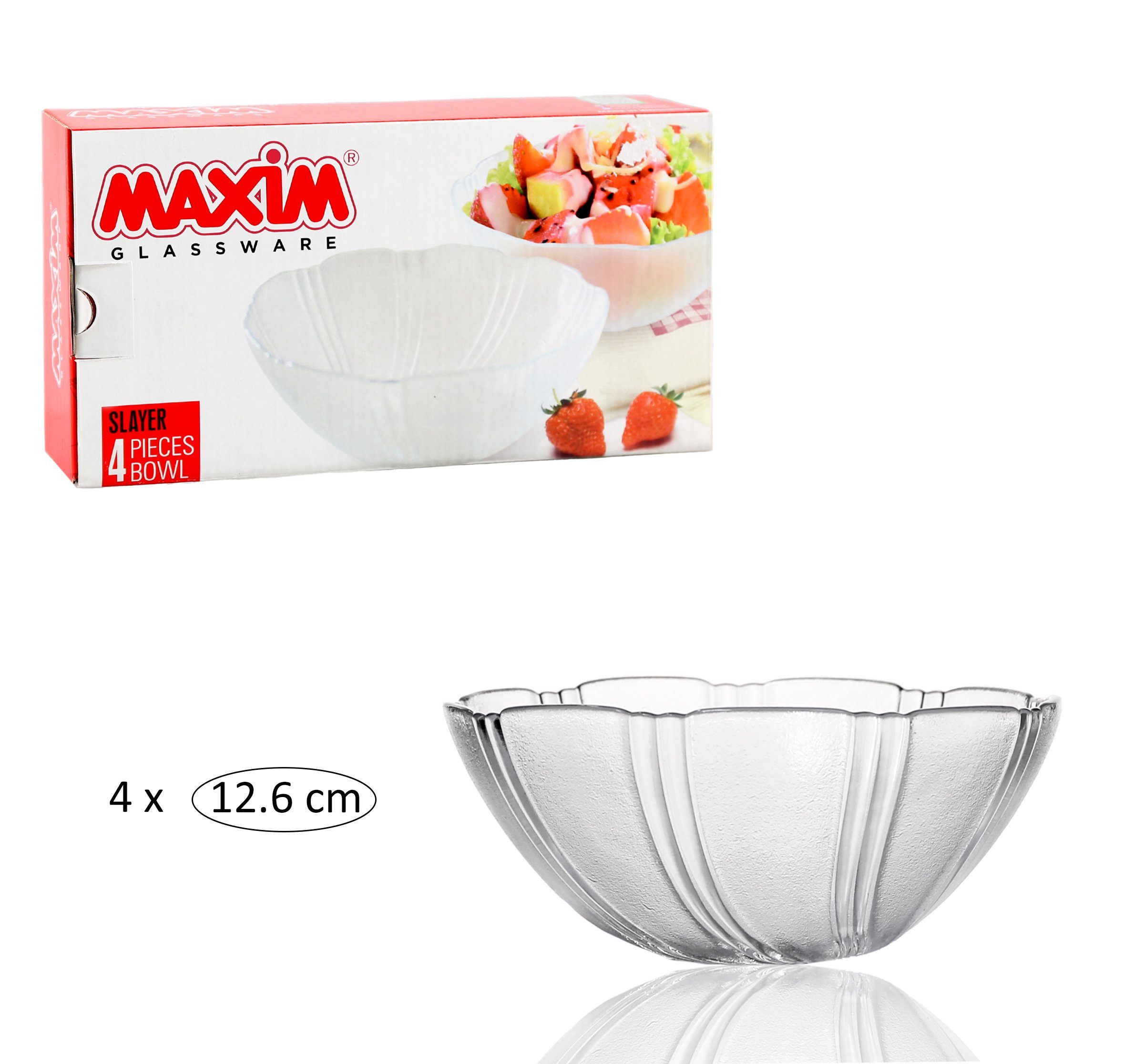 Maxim Schale Glasschalen-Set - Schalen, Schüssel aus Glas, Salatschalen 4 teilig, Glas