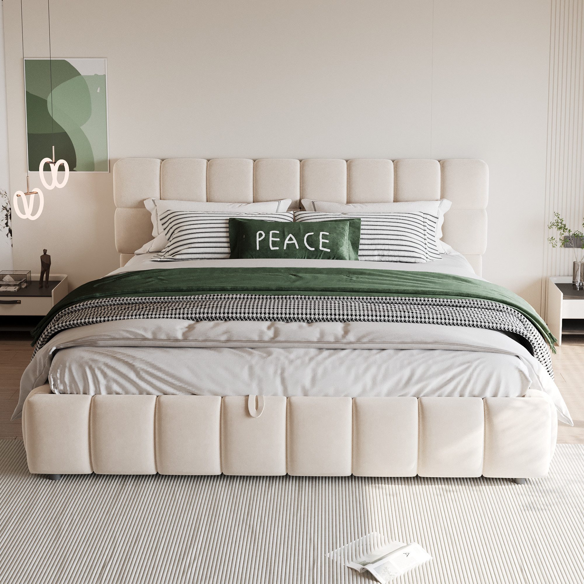 Flieks Polsterbett, Hydraulisches Doppelbett 140x190cm, geeignet für eingebettete Matratze