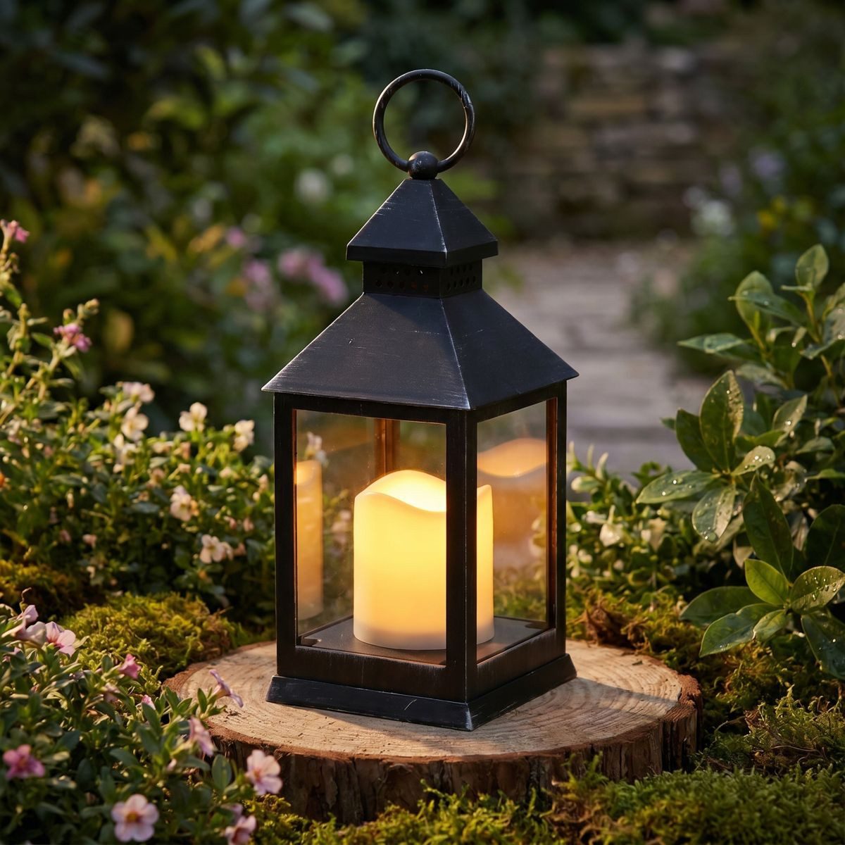 Ambiente Haus LED Außen-Tischleuchte Laterne antikschwarz 24cm inkl LED, LED fest integriert, Warmweiß