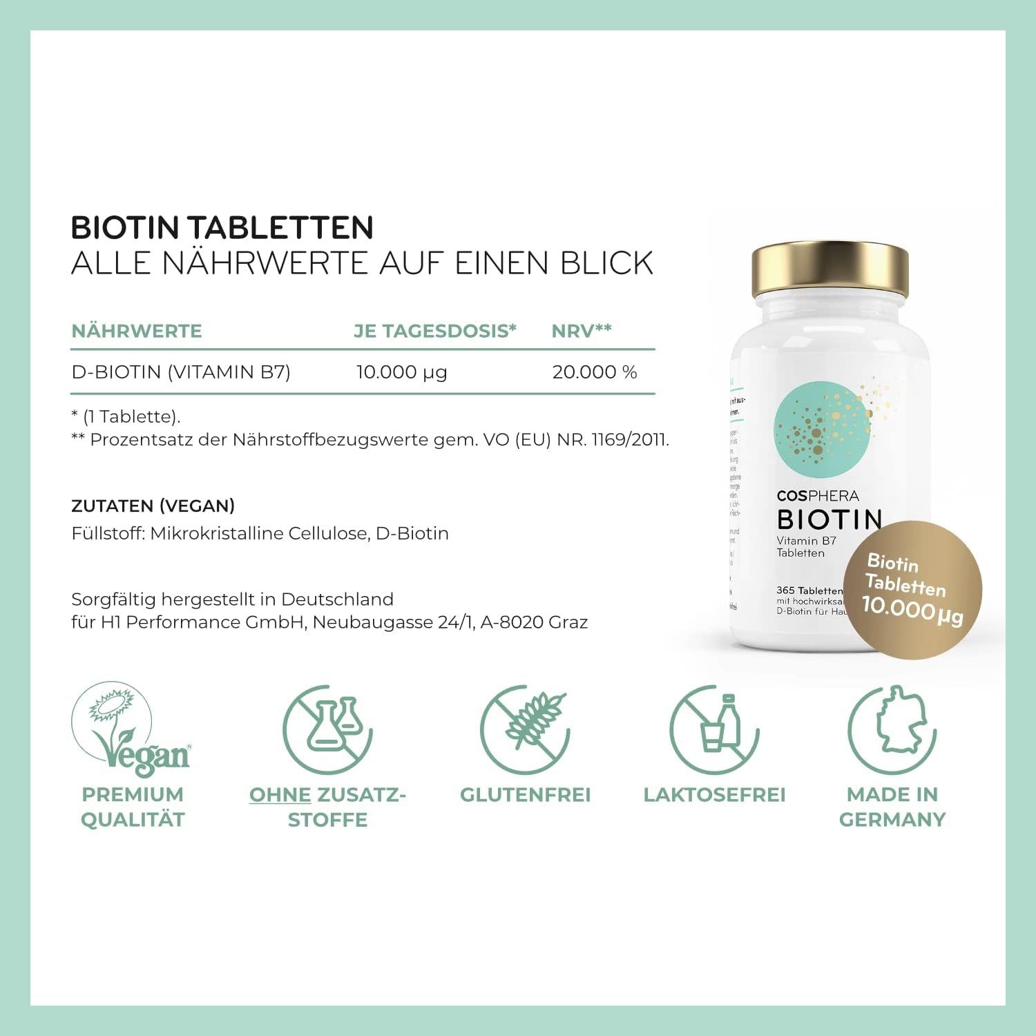 Cosphera Körperpflegemittel Cosphera Biotin Tabletten - Hochdosiert mit 10.000, 1-tlg.