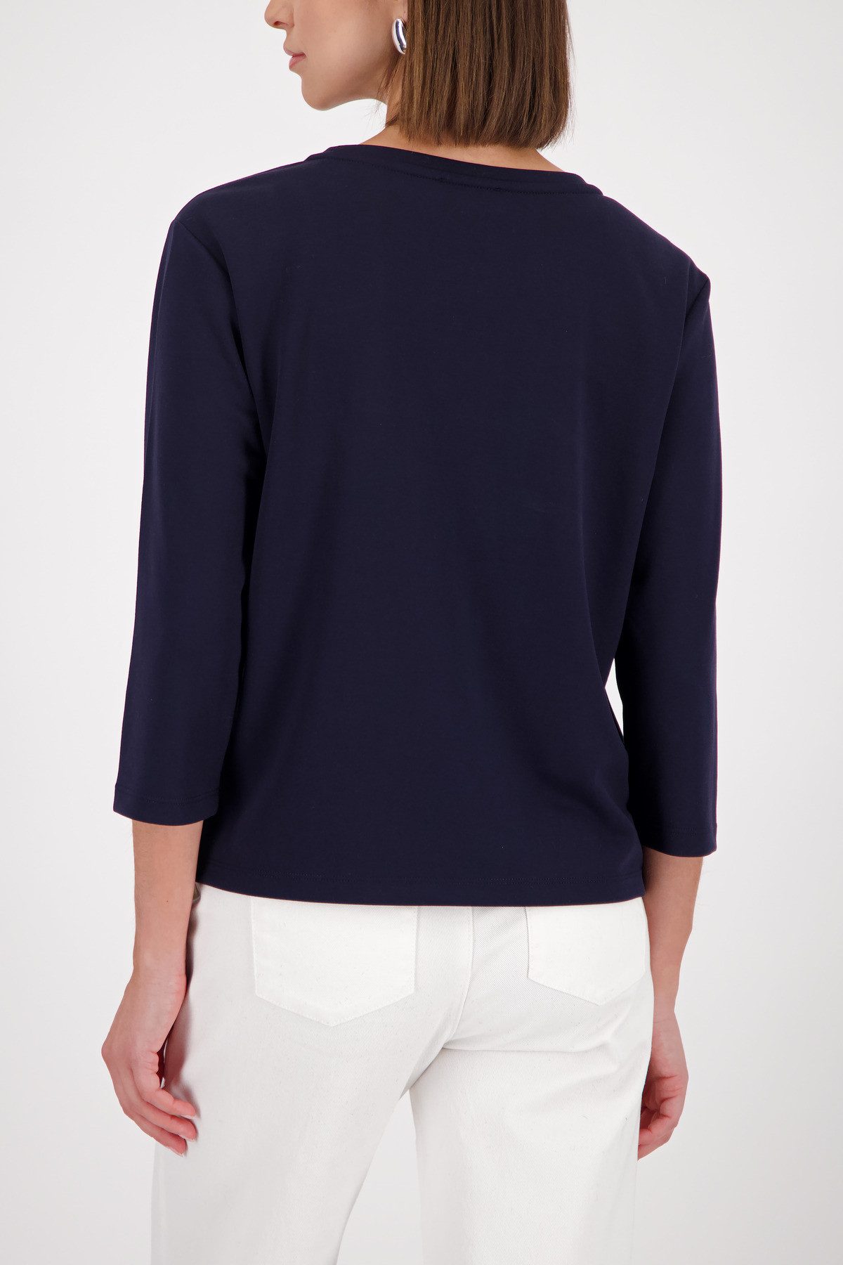 Monari Sweatshirt Rundhalsausschnitt, Prägedruck mit Strasssteinen, Regular Fit