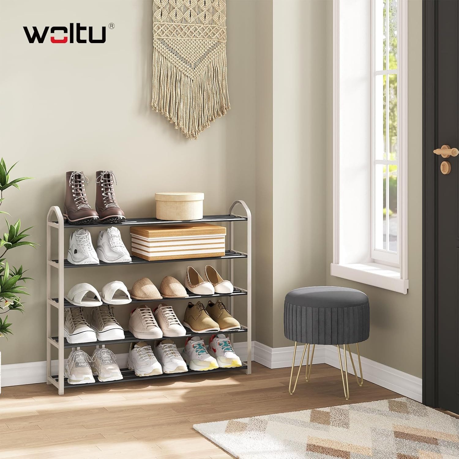 Woltu Schuhregal, 1-tlg., mit 5 Ablagen für 20 Paare Schuhe,XXL Ständer Reg günstig online kaufen