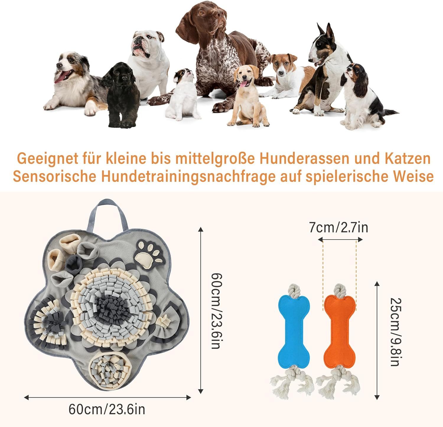 Agger Tier-Intelligenzspielzeug Schnüffelteppich Hund, Futterschnüffel-Futtermatte