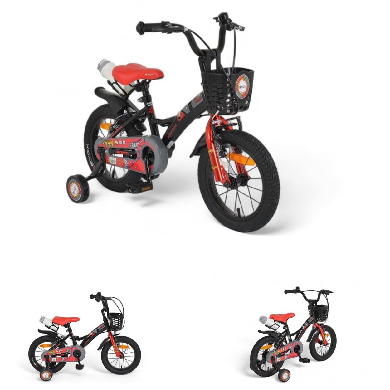 Byox Kinderfahrrad Kinderfahrrad Robo 14 Zoll, 1 Gang 1 Gang, keine, Stützräder, Frontkorb, Getränkehalter, Klingel