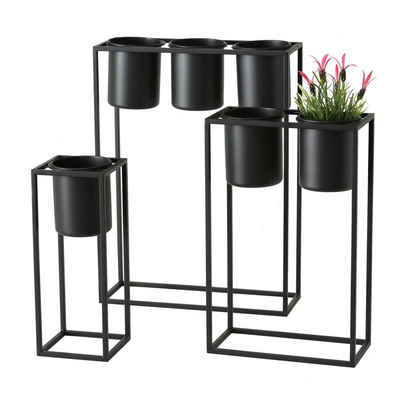 Spetebo Blumenständer Metall Pflanztopf Mensola schwarz - 3er Set (Set, 3 St., Blumentopfständer), Deko Pflanzenständer in 3 Größen