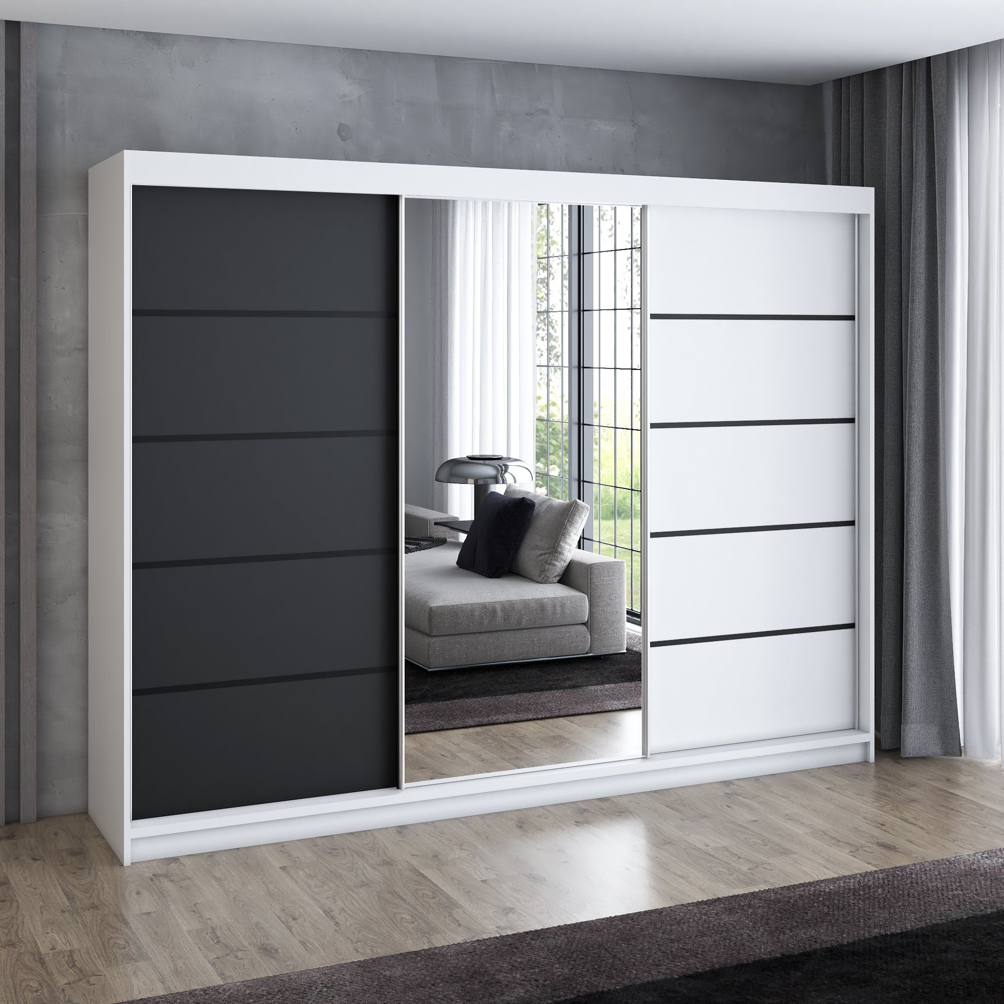 A&J MöbelLand GmbH Schiebetürenschrank VILUNO mit 4 Schubladen und Spiegel günstig online kaufen