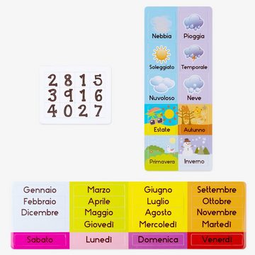 Navaris Magnettafel Kinderkalender - Lerntafel Uhr/Jahreszeiten - Grün - Italienisch, (1-tlg)