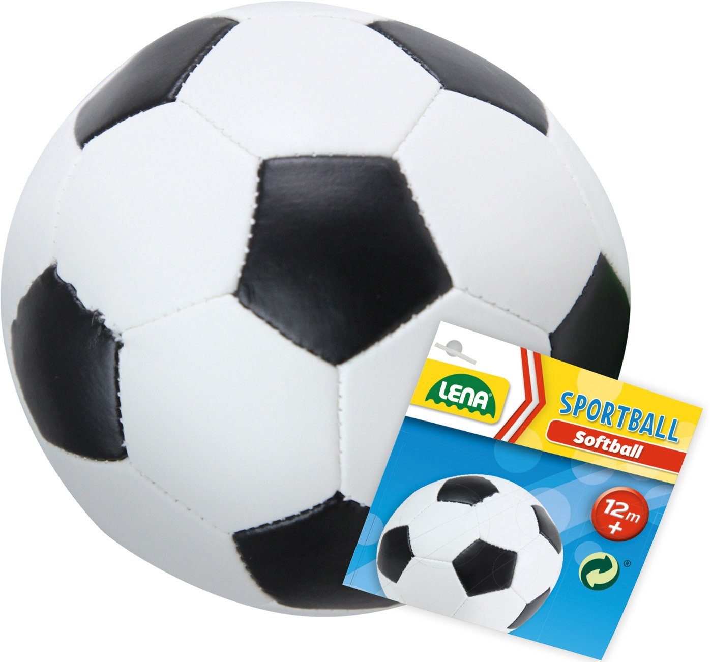 18 Made cm, Soft-Fußball in schwarz/weiß, Lena® Softball Europe