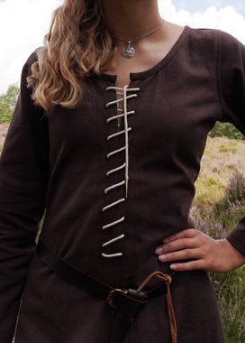Battle Merchant Ritter-Kostüm Cotehardie Spätmittelalterkleid Ava langärmelig Braun Größe L