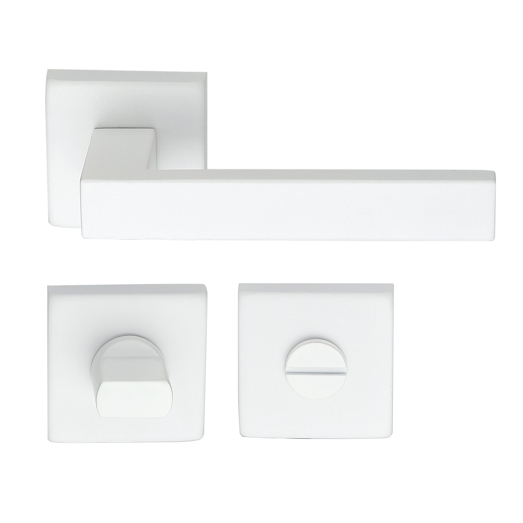 MeinTürgriff Drückergarnitur Trento Flachrosette weiß Türgriff eckig Rosettengarnitur