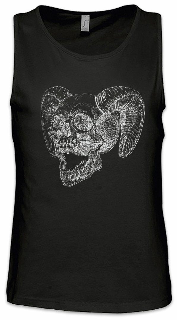 Tanktop Horned Skull Ärmelloses T-Shirt Teufel Lucifer Satan Schädel Devil
