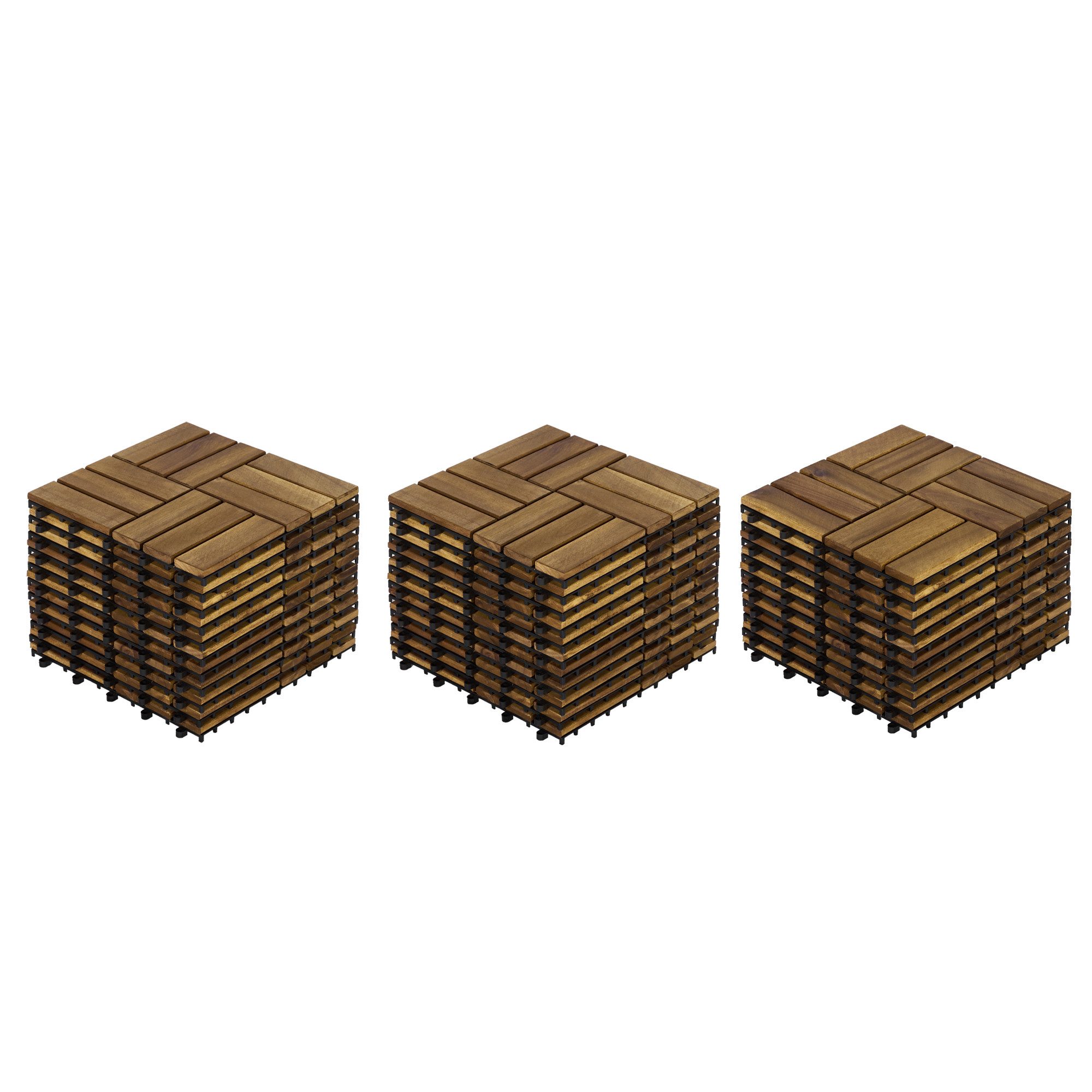 FELIXLEO Klickfliesen Akazienholz Deckfliesen 30x30 cm Schachbrett 32 Stück Gelb, 1 St.