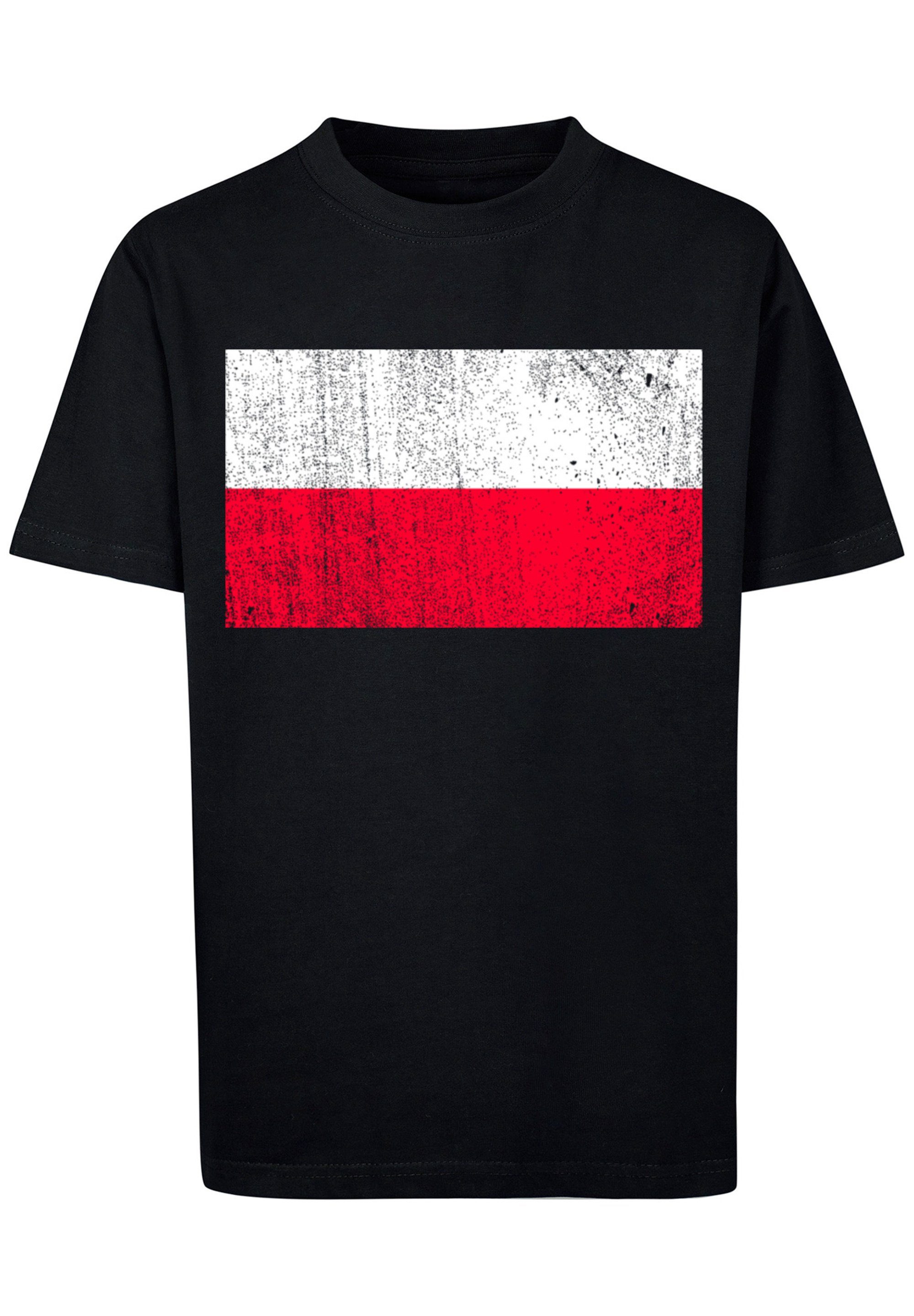Polen Print Flagge distressed schwarz F4NT4STIC T-Shirt Poland