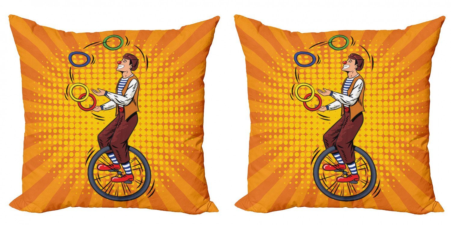 Kissenbezüge Modern Accent Doppelseitiger Digitaldruck, Abakuhaus (2 Stück), Zirkus Discjuggler Man on Unicycle